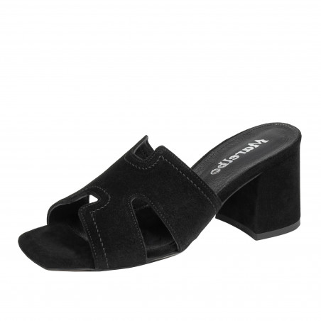 Damen Sandalen 1348 schwarz Velours