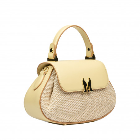 Damentasche 042g Buttergelb+Raffia