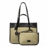 Damentasche Strand 045g 01 schwarz Napa+Raffia Sand Olive