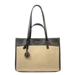 Damentasche Strand 045g schwarz Nappa+Raffia