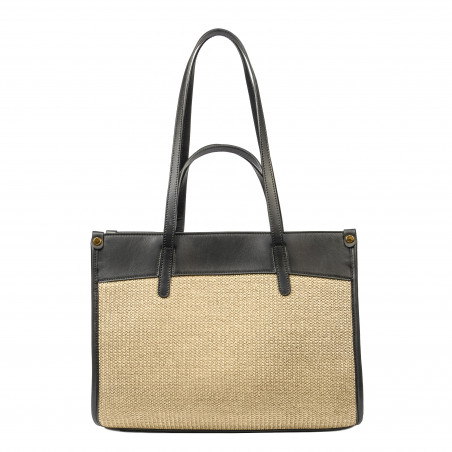 Damentasche Strand 045g schwarz Nappa+Raffia