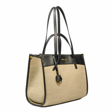 Damentasche Strand 045g schwarz Nappa+Raffia