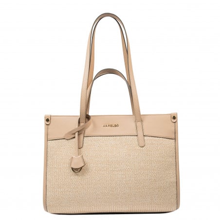 Damen-Strandtasche 045g nude+Raffia