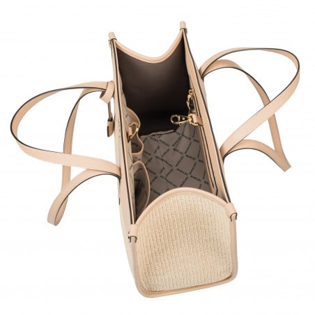 Damen-Strandtasche 045g nude+Raffia