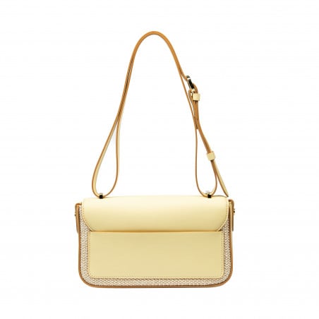 Damentasche Schultertasche 046g buttergelb + Raffia