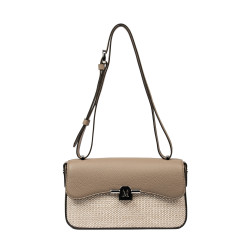 Damen-Schultertasche 046g 01 Cappuccino+Raffia