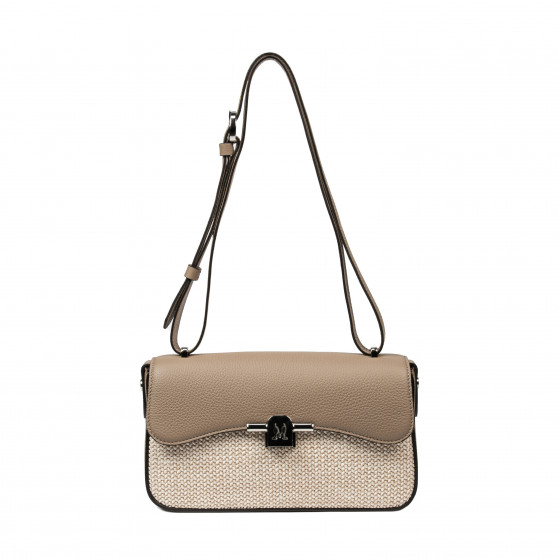 Damen-Schultertasche 046g 01 Cappuccino+Raffia