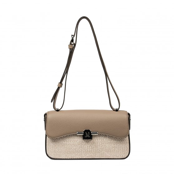 Damen-Schultertasche 046g 01 Cappuccino+Raffia Damen-Schultertasche 046g 01 Cappuccino+Raffia