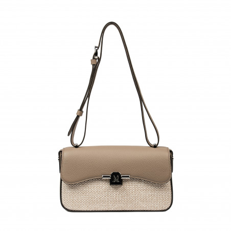 Damen-Schultertasche 046g 01 Cappuccino+Raffia