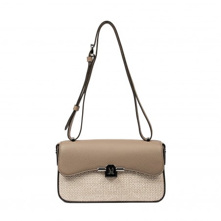 Damen-Schultertasche 046g 01 Cappuccino+Raffia