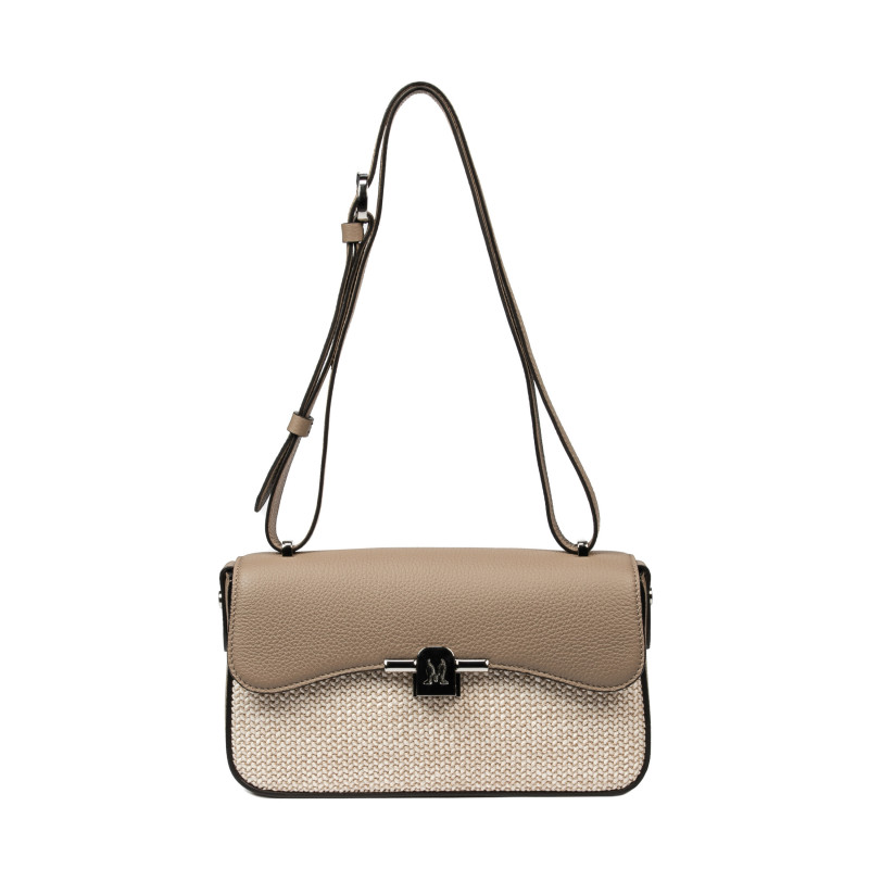 Damen-Schultertasche 046g 01 Cappuccino+Raffia