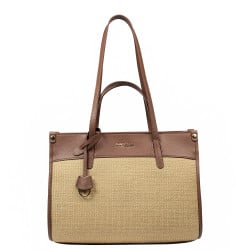 Damen-Strandtasche 045g Cognacbraun+Raffia