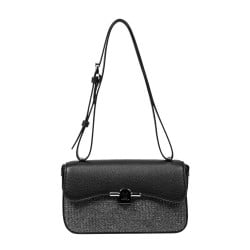 Damentasche Schultertasche 046g 01 schwarz+schwarz Rattan