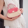 Damentasche Handtasche 042g Rosafarbenes Wildleder+Raffia lifestyle