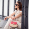 Damentasche Handtasche 042g Rosafarbenes Wildleder+Raffia lifestyle