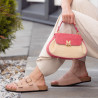 Damentasche Handtasche 042g Rosafarbenes Wildleder+Raffia lifestyle