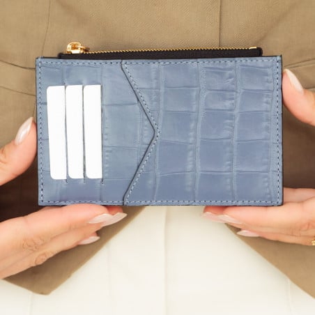 Kartenetui 209g Croco Himmelblau lifestyle