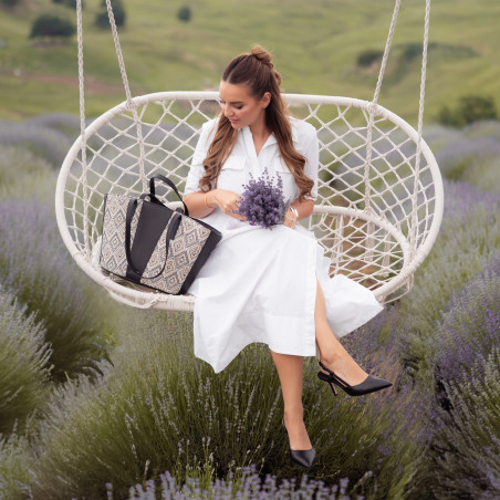 Damenstrandtasche 044g 01 Raffia Schwarz lifestyle