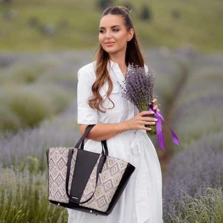 Damenstrandtasche 044g 01 Raffia Schwarz lifestyle