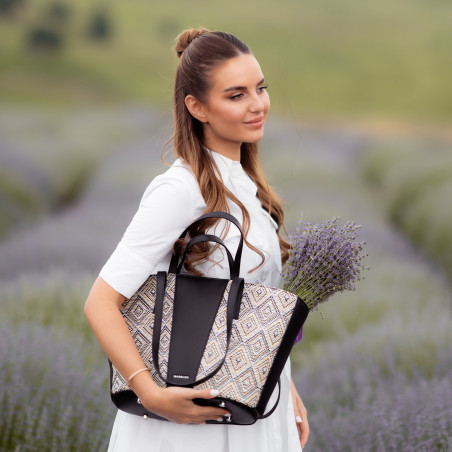 Damenstrandtasche 044g 01 Raffia Schwarz lifestyle