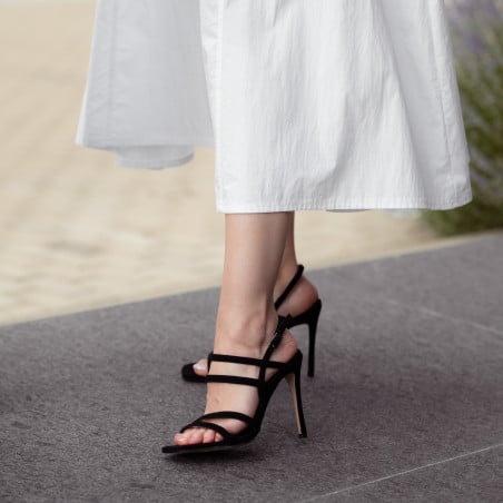 Damen Sandalen 1345 schwarzes Veloursleder lifestyle