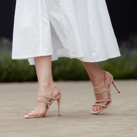 Damen-Sandalen 1345 Beige Veloursleder lifestyle