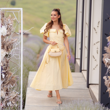 Damentasche 042g Buttergelb+Raffia lifestyle