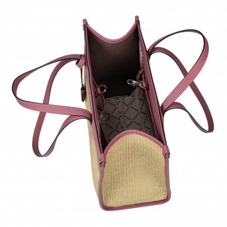 Damentasche für den Strand 045g 01 Himbeerrosa+Raffia