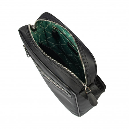 Schultermänner-Tasche 304g 01 schwarzes Gewebe + schwarzes Napa