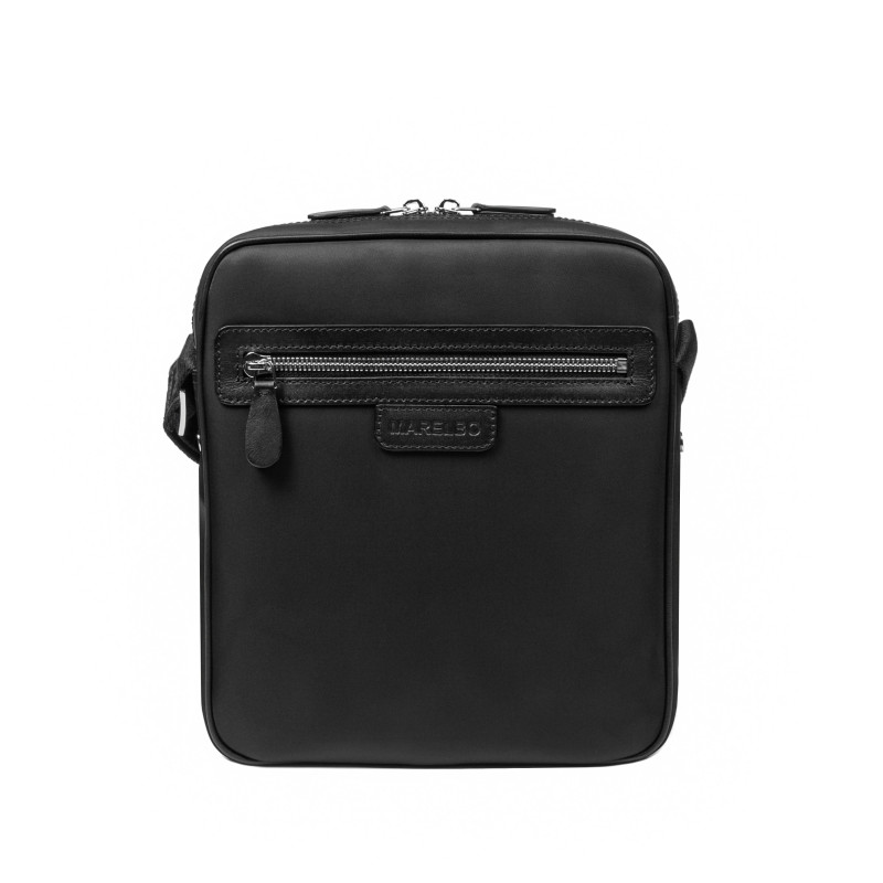 Schultermänner-Tasche 304g 01 schwarzes Gewebe + schwarzes Napa