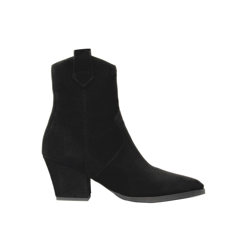 Damenstiefeletten mit Absatz 1411-1 schwarz Velours