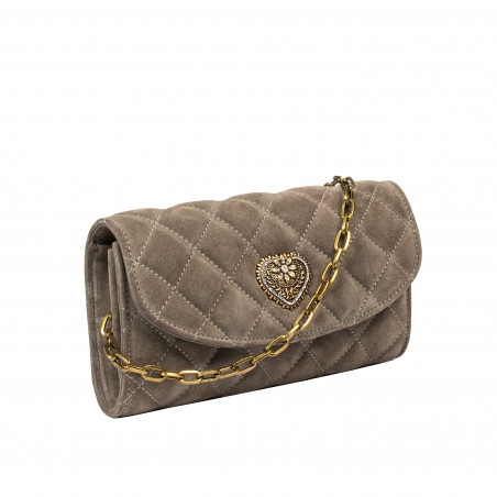 Damen-Umhängetasche 048g Wildleder Sandstein