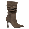 Damen-Stiefeletten mit Absatz 1410 Schokoladen-Veloursleder