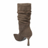 Damen-Stiefeletten mit Absatz 1410 Schokoladen-Veloursleder