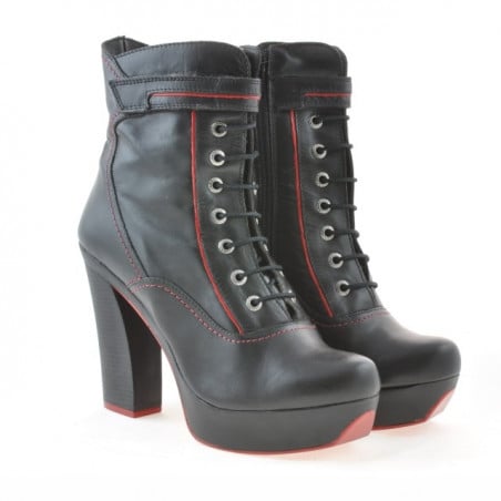 Damenstiefel 3261 schwarz+rot