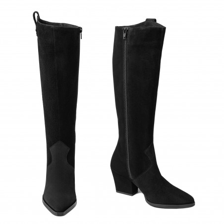 Damenstiefel mit Absatz 1412 schwarzer Velours