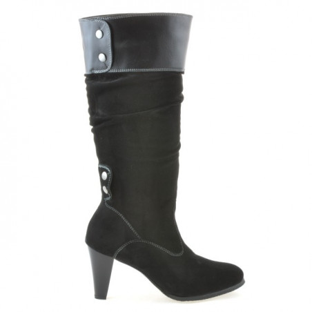 Damenstiefel 1121-1 Schwarz+Schwarz Antilope