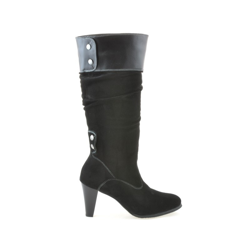 Damenstiefel 1121-1 Schwarz+Schwarz Antilope
