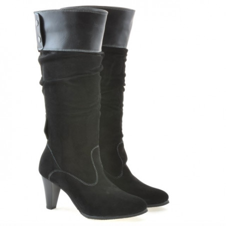 Damenstiefel 1121-1 Schwarz+Schwarz Antilope