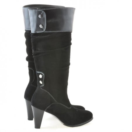 Damenstiefel 1121-1 Schwarz+Schwarz Antilope