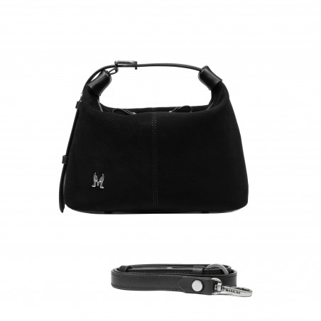 Damenhandtasche 037-1g 01 schwarzes Wildleder