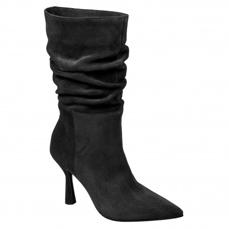 Damenstiefeletten mit Absatz 1410 schwarz Velours