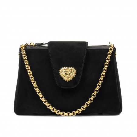 Damenschultertasche 051g Schwarz Camoscio