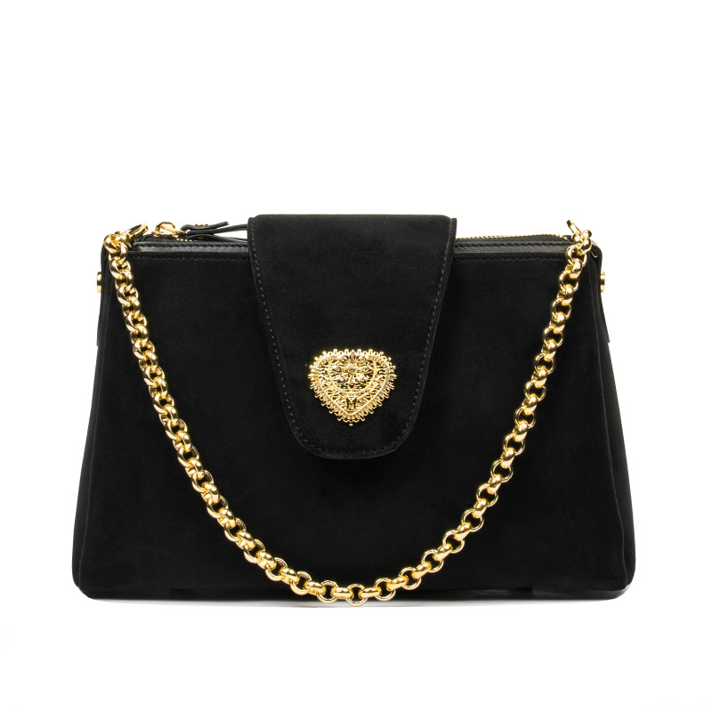 Damenschultertasche 051g Schwarz Camoscio