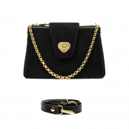 Damenschultertasche 051g Schwarz Camoscio