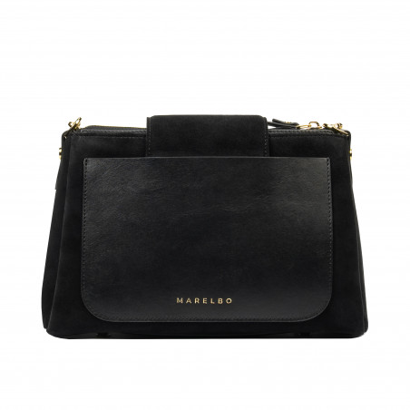 Damenschultertasche 051g Schwarz Camoscio