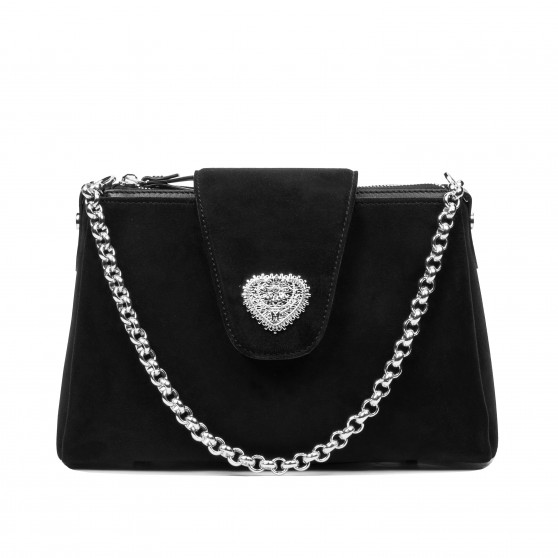 Damentasche zum Umhängen 051g 01 schwarz Camoscio