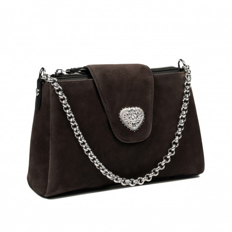 Damenschultertasche 051g 01 Wildleder taupe Staub