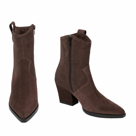 Damen Stiefeletten mit Absatz 1411 Kakao Velours