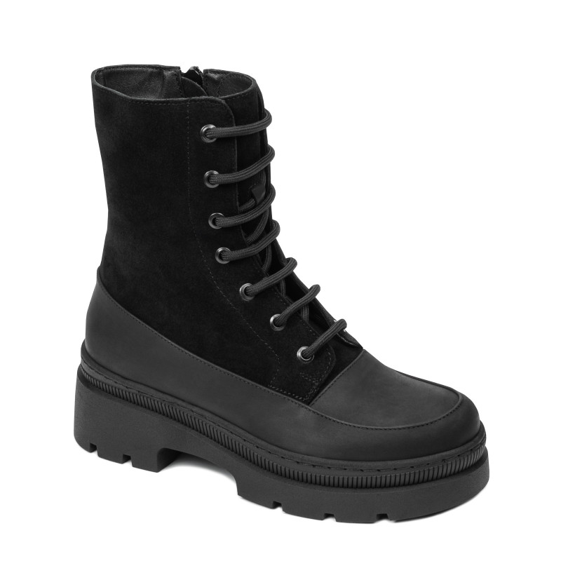 Damenstiefeletten 3419 schwarz Velours kombiniert